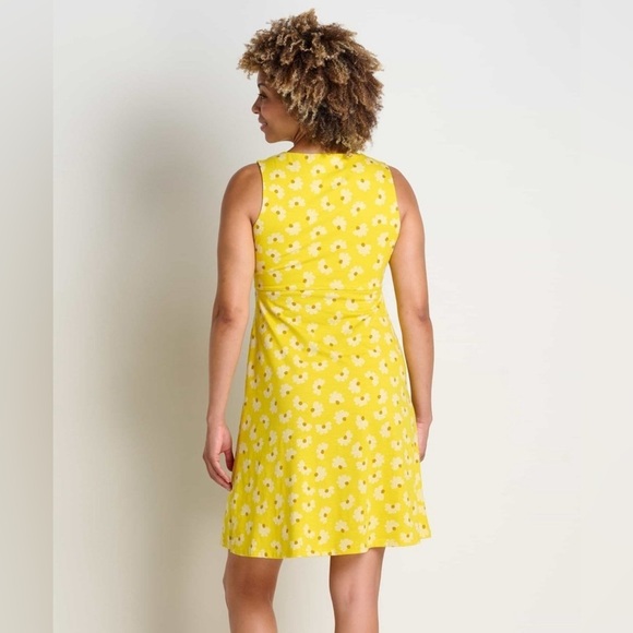 NWT Toad&Co Rosemarie Sleeveless Yellow Half Daisy Print Dress W Zipper Pocket - Picture 3 of 3